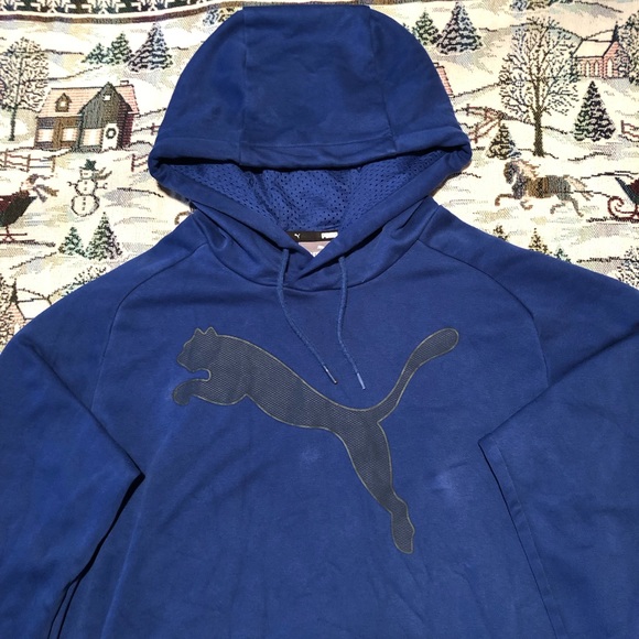 Puma Pullover Hoodie Men Size Medium Blue Color - Picture 5 of 9